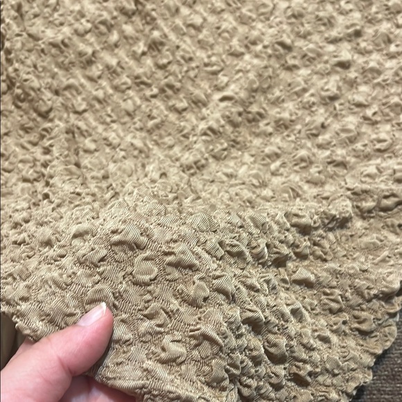 NWT Light Tan Textured Asymmetric Ruffled Midi Dress by Commense - Picture 7 of 9